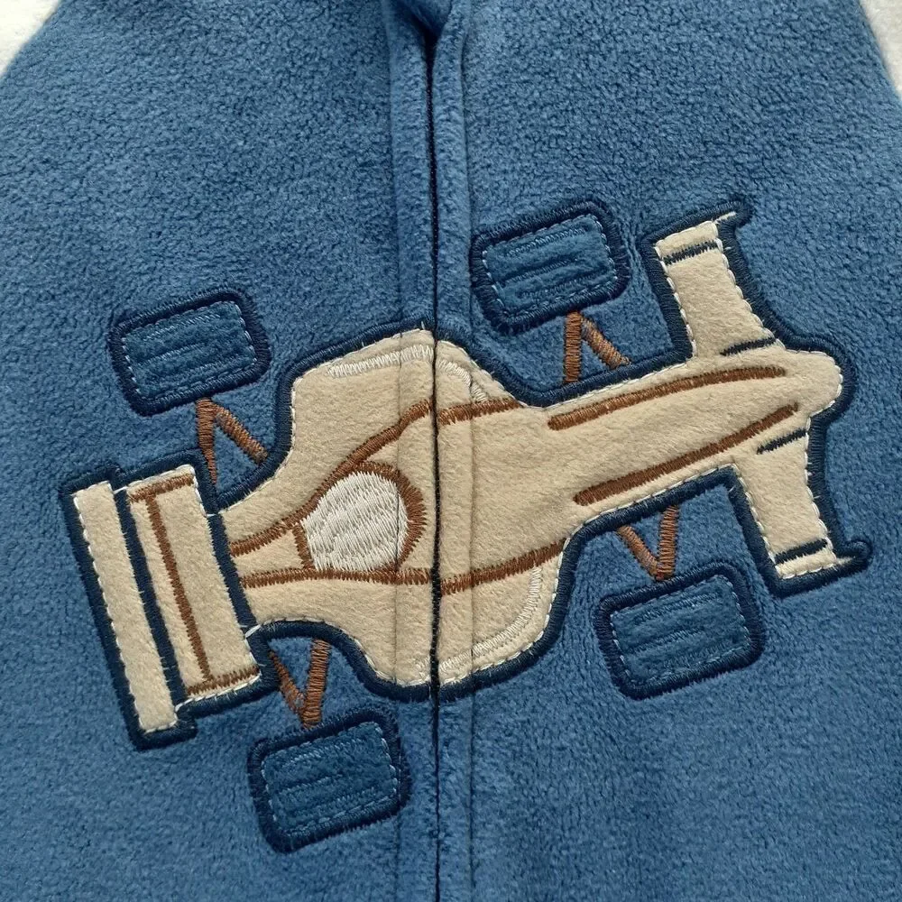 Kids Headquarters Sz 2T Blue 2 Footed Fleece Blanket Sleeper Pajama Race Car